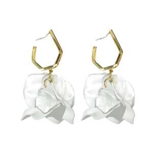 Rashida Clear Petal Statement Drop Earrings